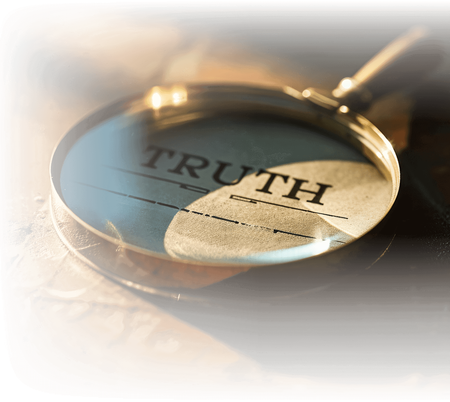 A magnifying glass sits over the words "TRUTH" - from NPI's investigation services