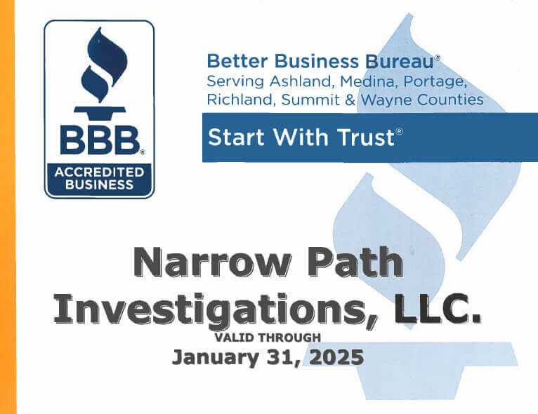 Narrow Path Investigations BBB Certificate - from about Narrow Path Investigations