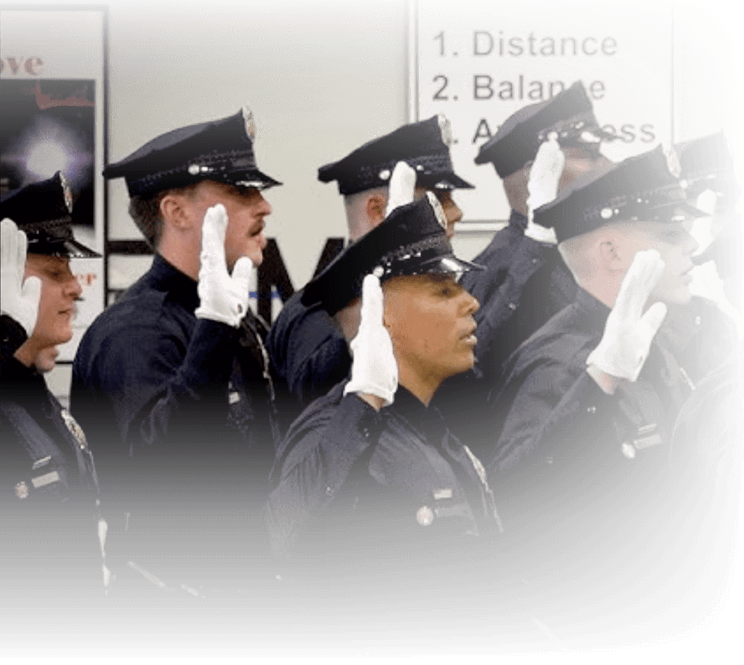 Police cadets being sworn in.